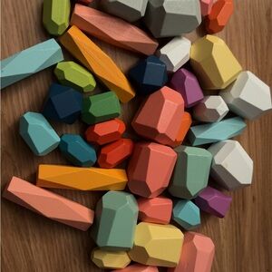 Colorful Wooden Gem Building Blocks Toy Set for Kids